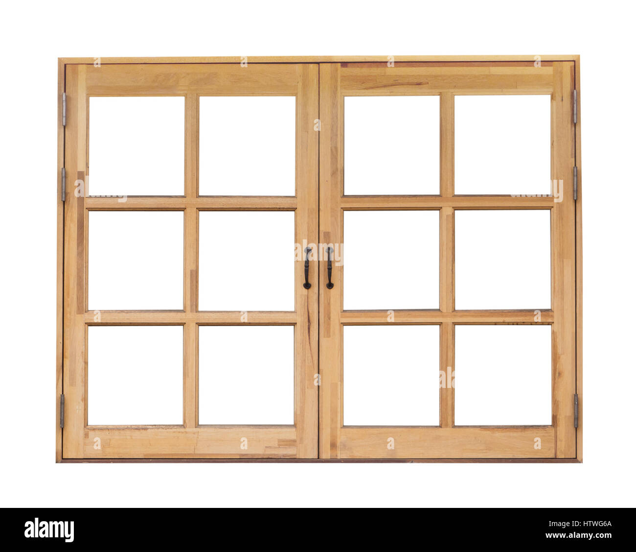 Finestra in legno, isolato su sfondo bianco Foto Stock
