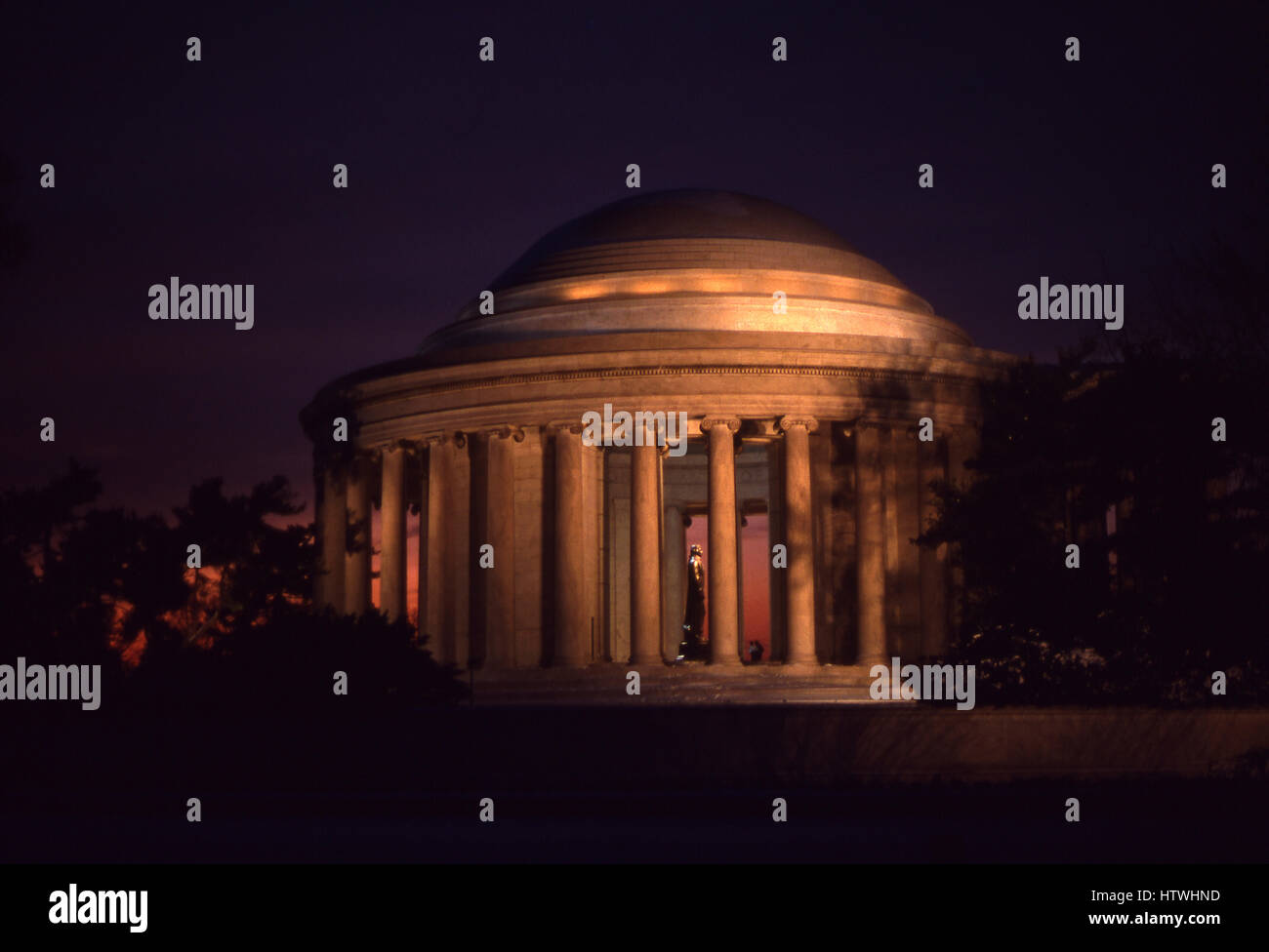 Jefferson Memorial a Washington D.C. durante la notte. Foto Stock