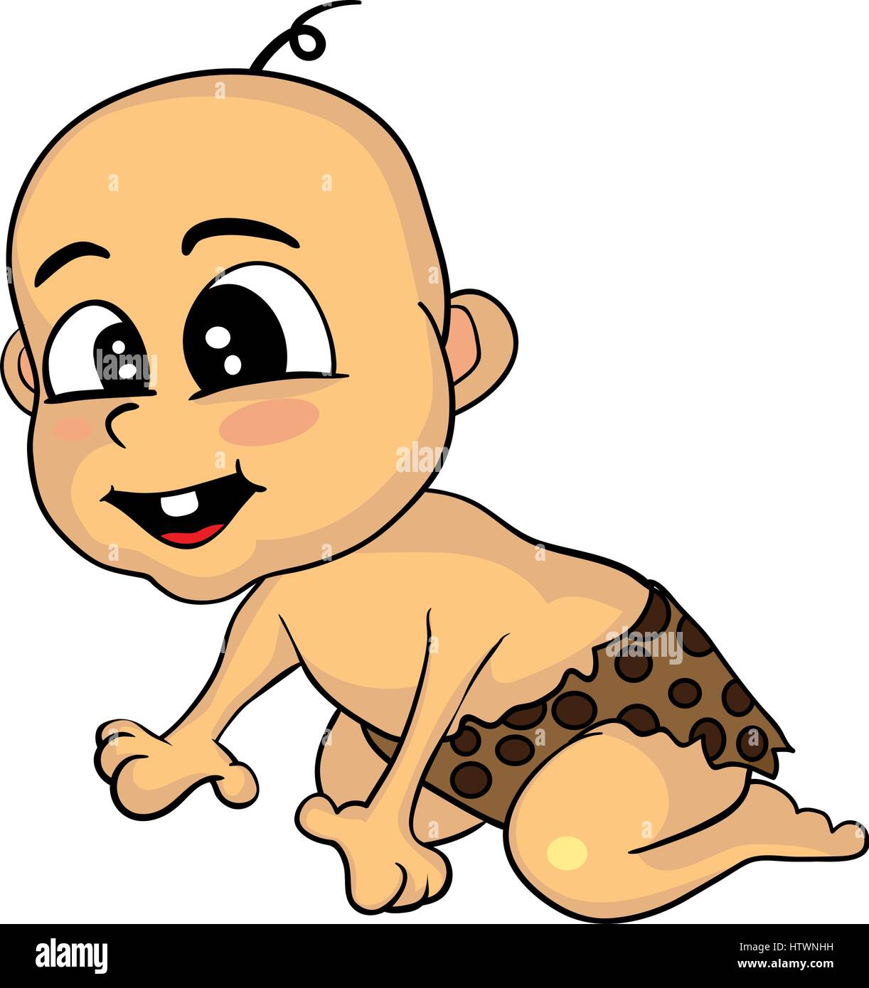 Illustrazione di isolato Cartoon Età della Pietra Grotta simpatico baby. EPS vettoriali 8. Illustrazione Vettoriale