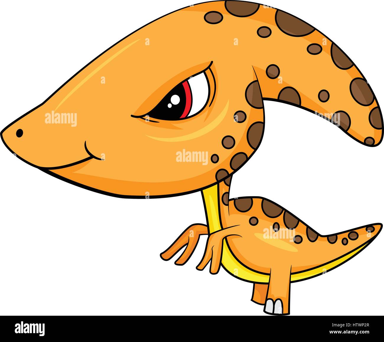 Illustrazione di Cartoon carino Baby dinosauro Parasaurolophus. EPS vettoriali 8. Illustrazione Vettoriale