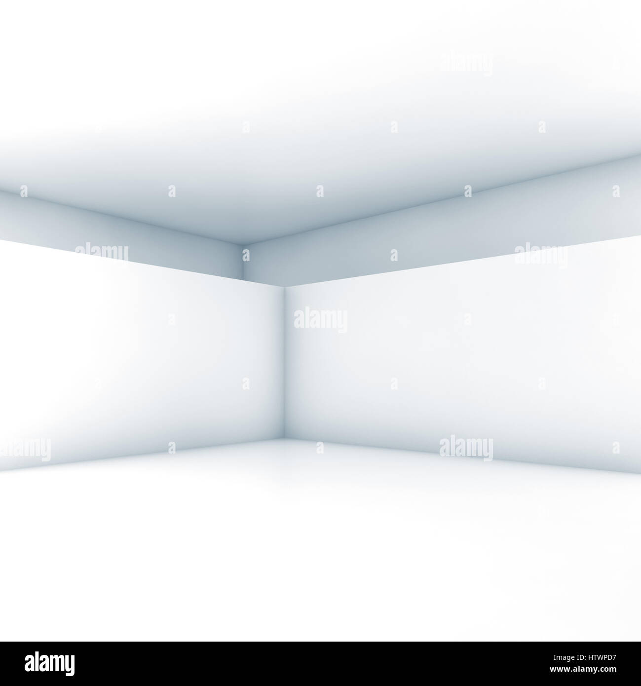 Abstract white empty room interior design. Square 3D render illustrazione con morbide ombre blu Foto Stock