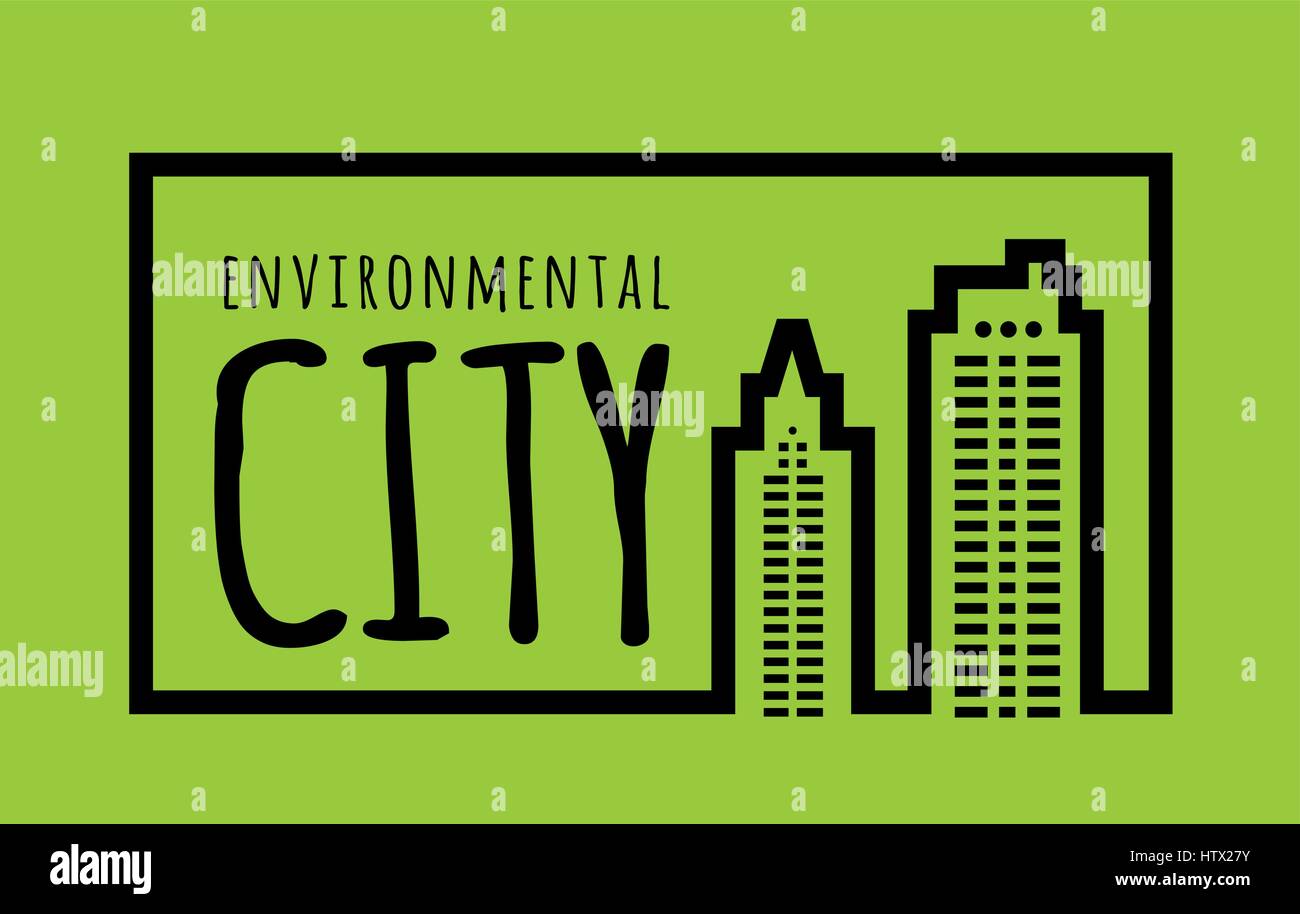 Ecologicamente puliti città verde. Illustrazione Vettoriale