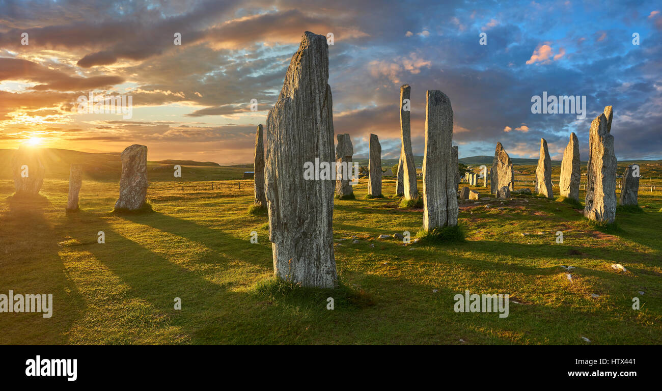 Callanish stones, tursachan chalanais, neolitico pietre permanente, isola di Lewis, Ebridi Esterne, SCOZIA Foto Stock
