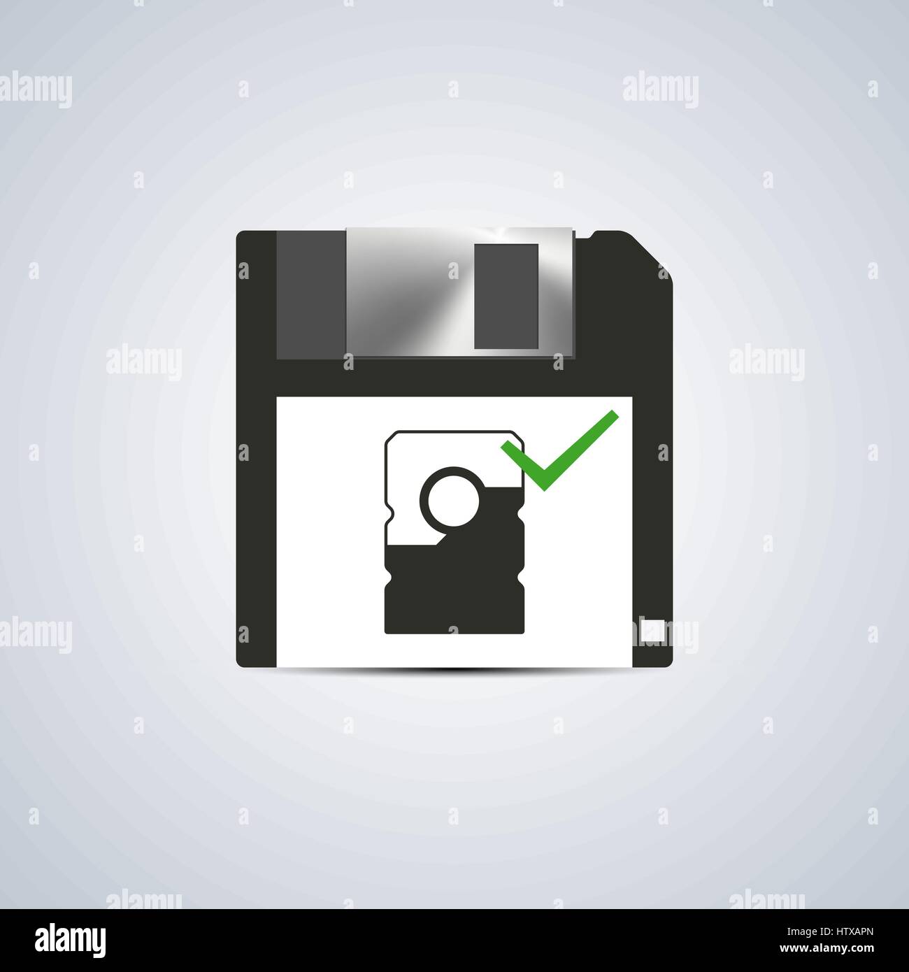 Icona di scrivere con successo sul disco rigido su uno sfondo bianco, illustrazione vettoriale. Illustrazione Vettoriale