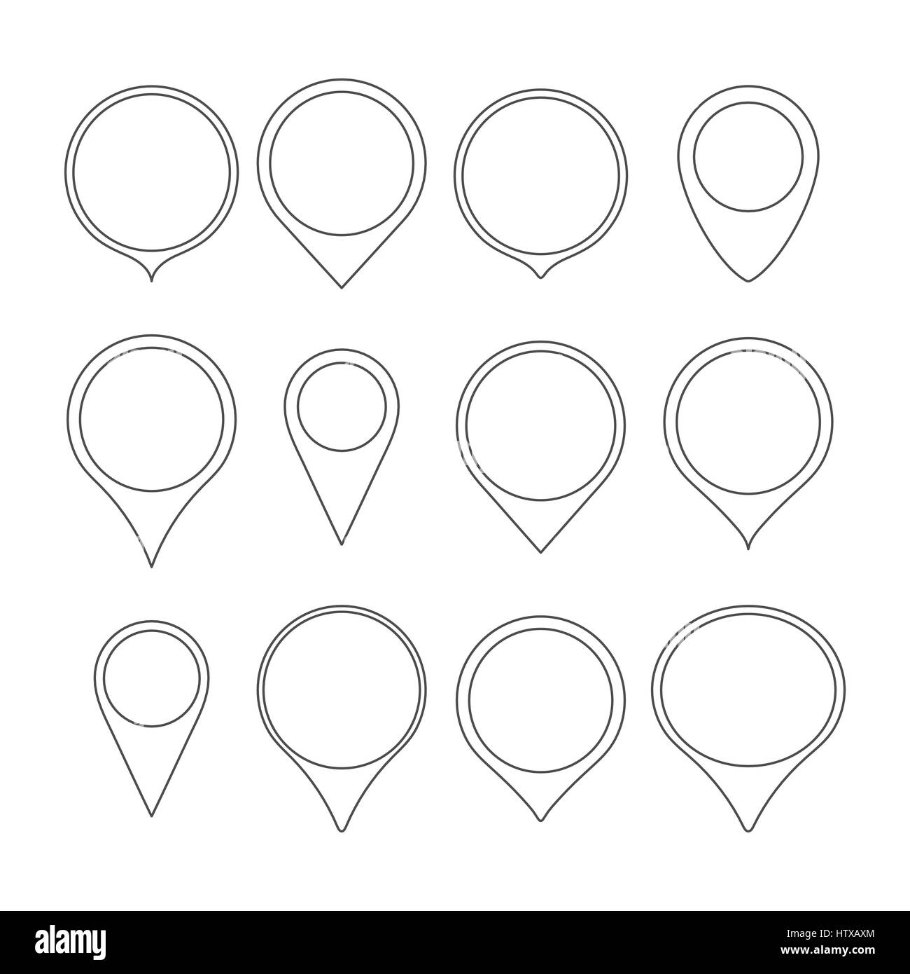 Set di puntatori grigio mappe di linee sottili isolati su sfondo bianco, illustrazione vettoriale. Illustrazione Vettoriale Set di puntatori grigio mappe di linee sottili isolati su sfondo bianco, illustrazione vettoriale. Illustrazione Vettoriale