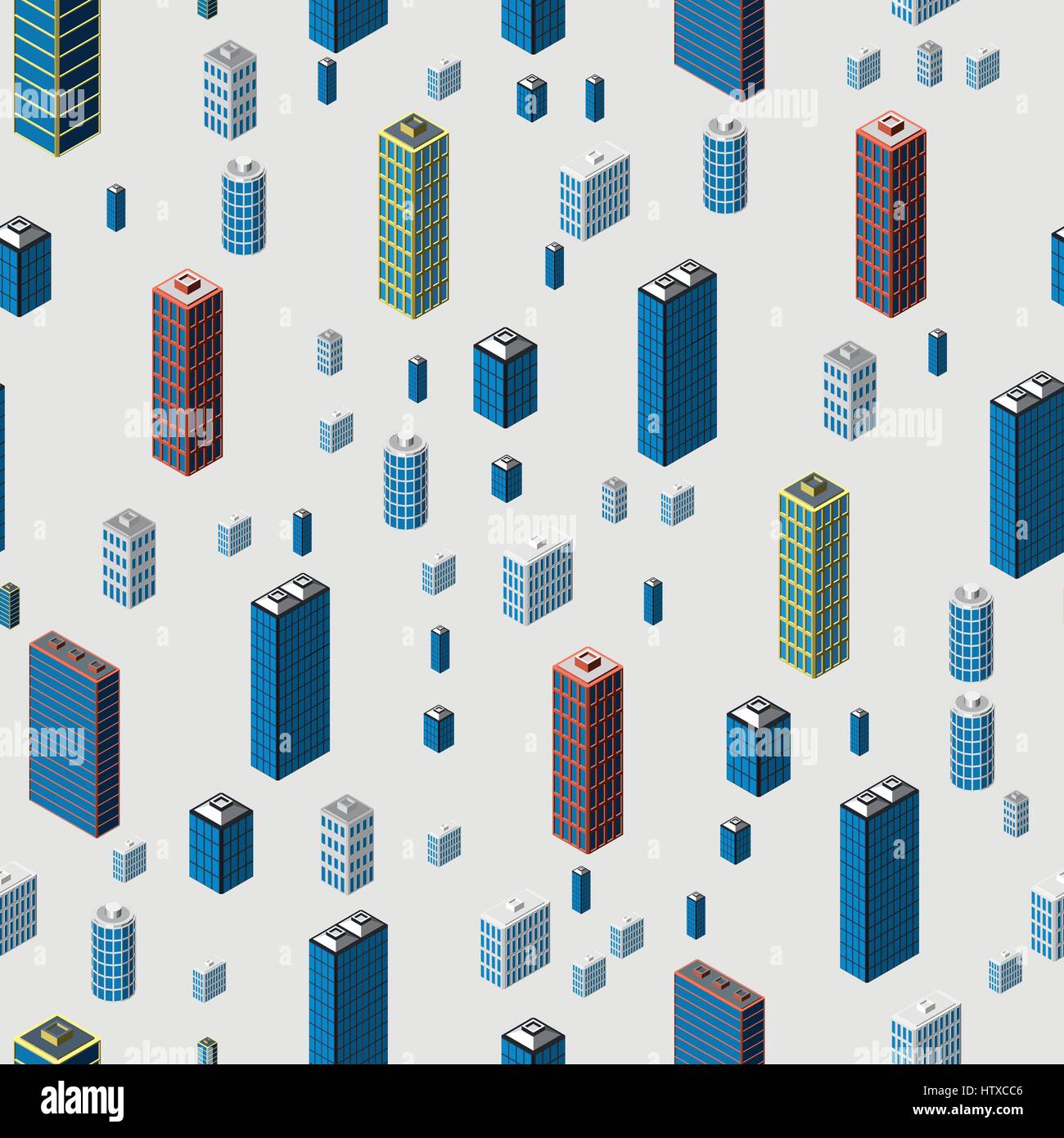 Edifici isometrica pattern senza giunture Illustrazione Vettoriale