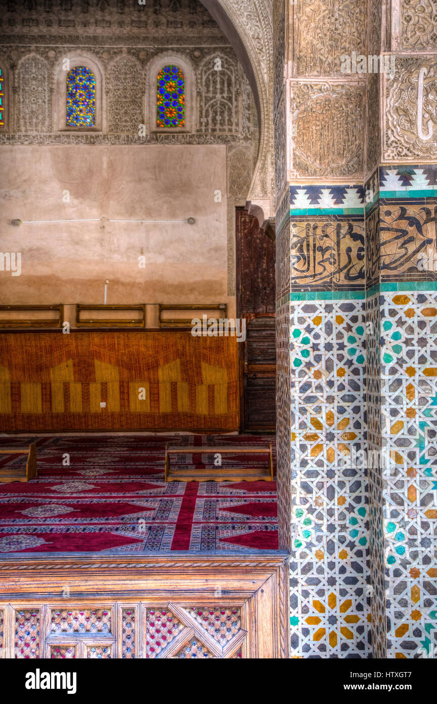 Medersa Bou Inania, Fes, Marocco. Foto Stock