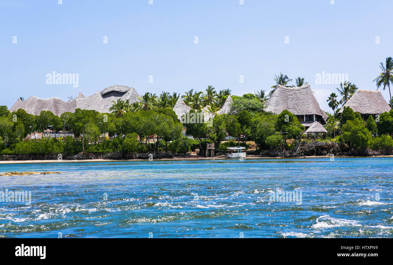 Vista sulla spiaggia. Watamu, Kenya. Foto Stock