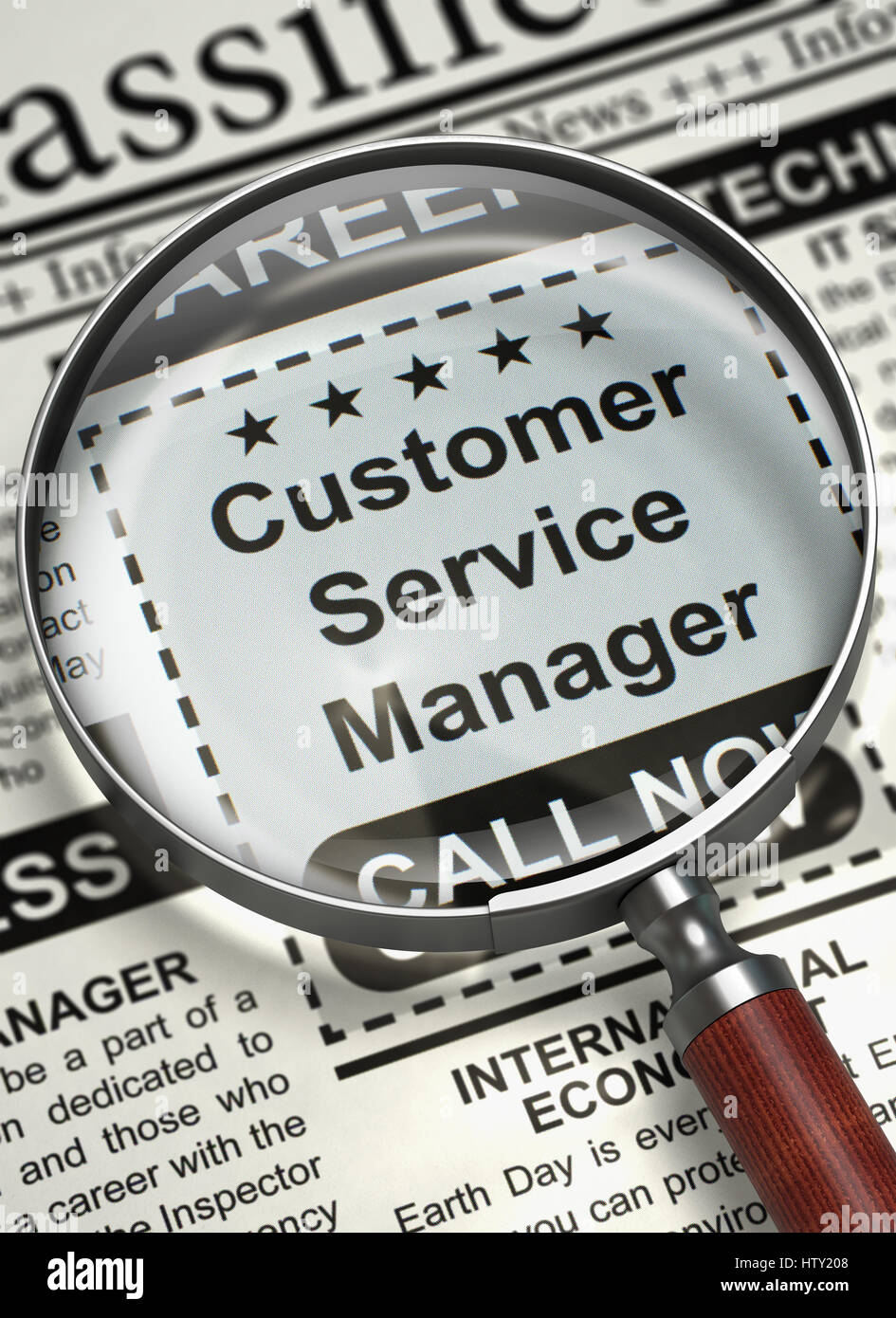 Apertura del processo Customer Service Manager. 3D. Foto Stock