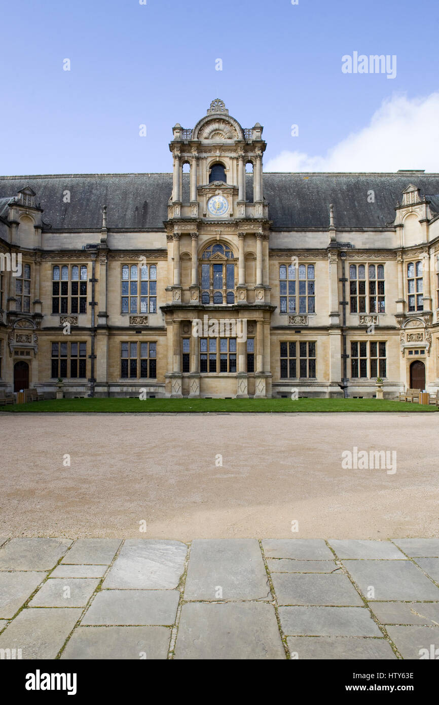 Università di Oxford Scuole di esame e di Clock Tower, Merton Street, Oxford, Oxfordshire, Regno Unito Foto Stock