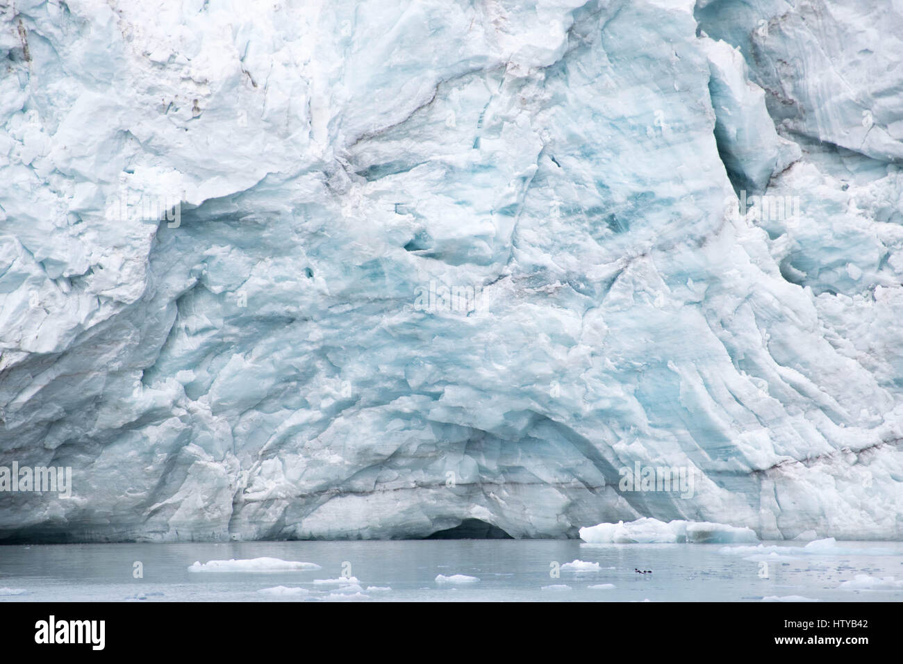 Incontro sul ghiacciaio dell'oceano a Svalbard in Norvegia Foto Stock