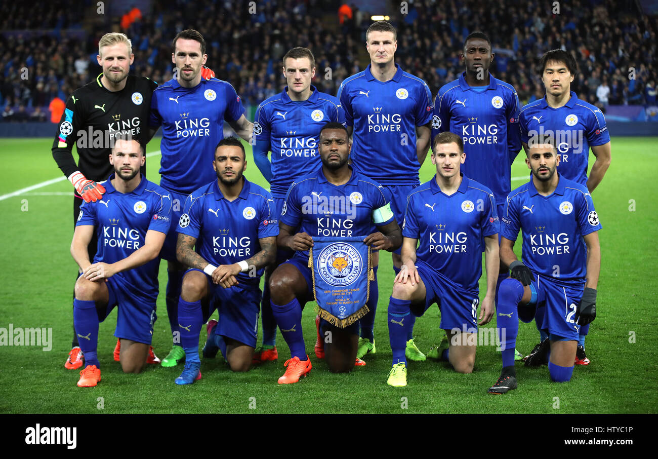 Il Leicester City team gruppo durante la UEFA Champions League, Round del  16, la seconda gamba corrispondono al King Power Stadium, Leicester Foto  stock - Alamy