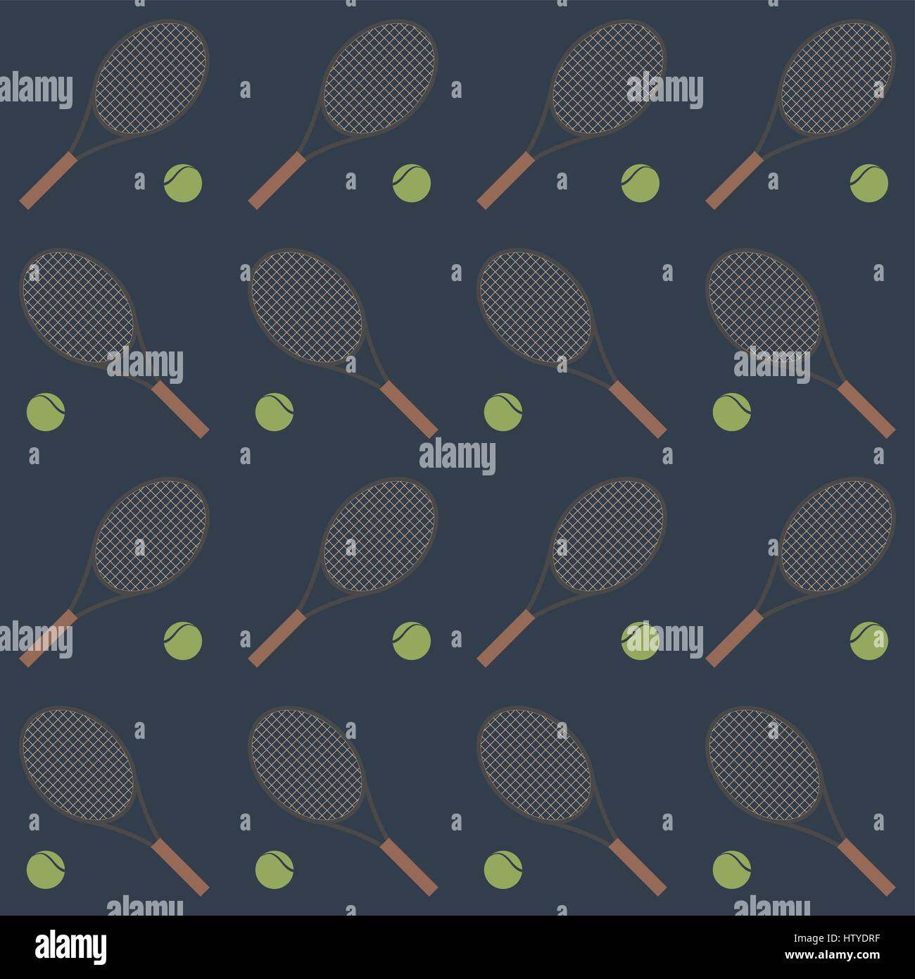Sport sfondo senza giunture con elementi di attrezzatura per tennis, racchette e palle illustrazione vettoriale. Illustrazione Vettoriale