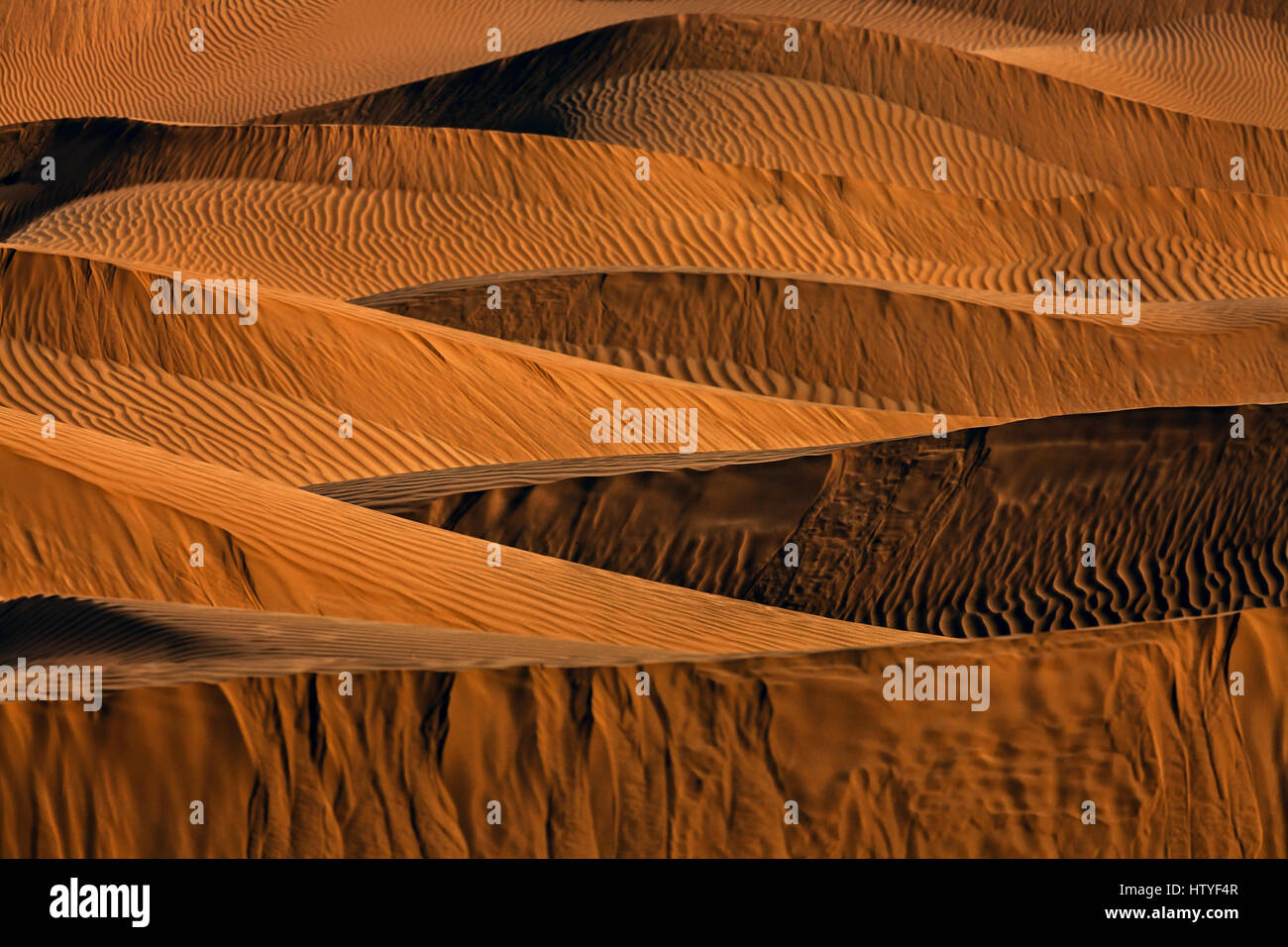 Close-up di dune di sabbia del deserto Arabico, Arabia Saudita Foto Stock