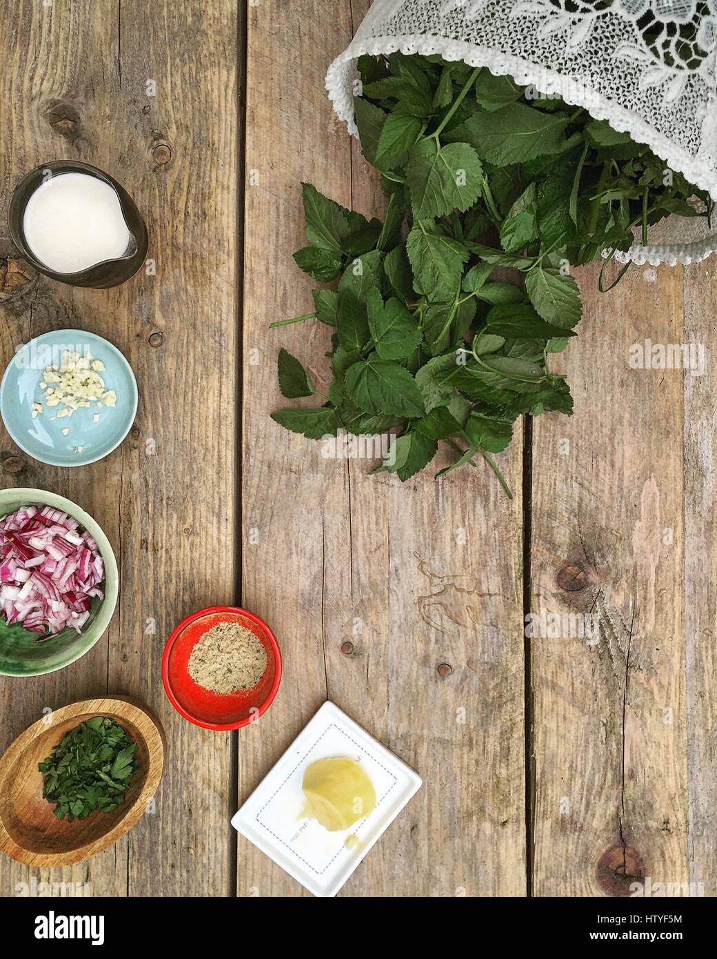 Ingredienti per terra zuppa di sambuco Foto Stock