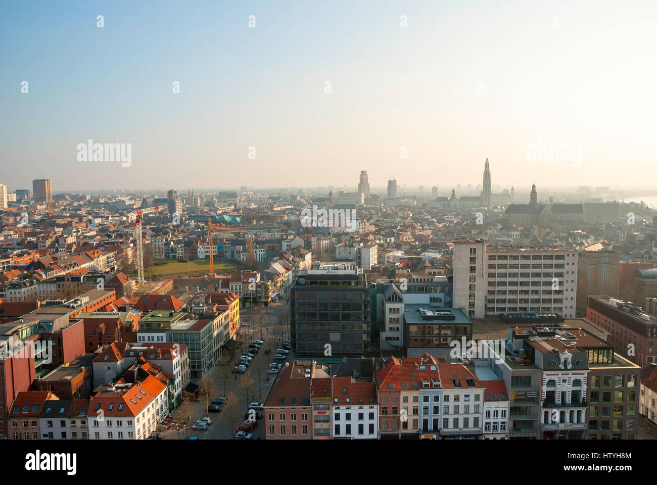 Vista sulla skyline di Anversa, Belgio Foto Stock