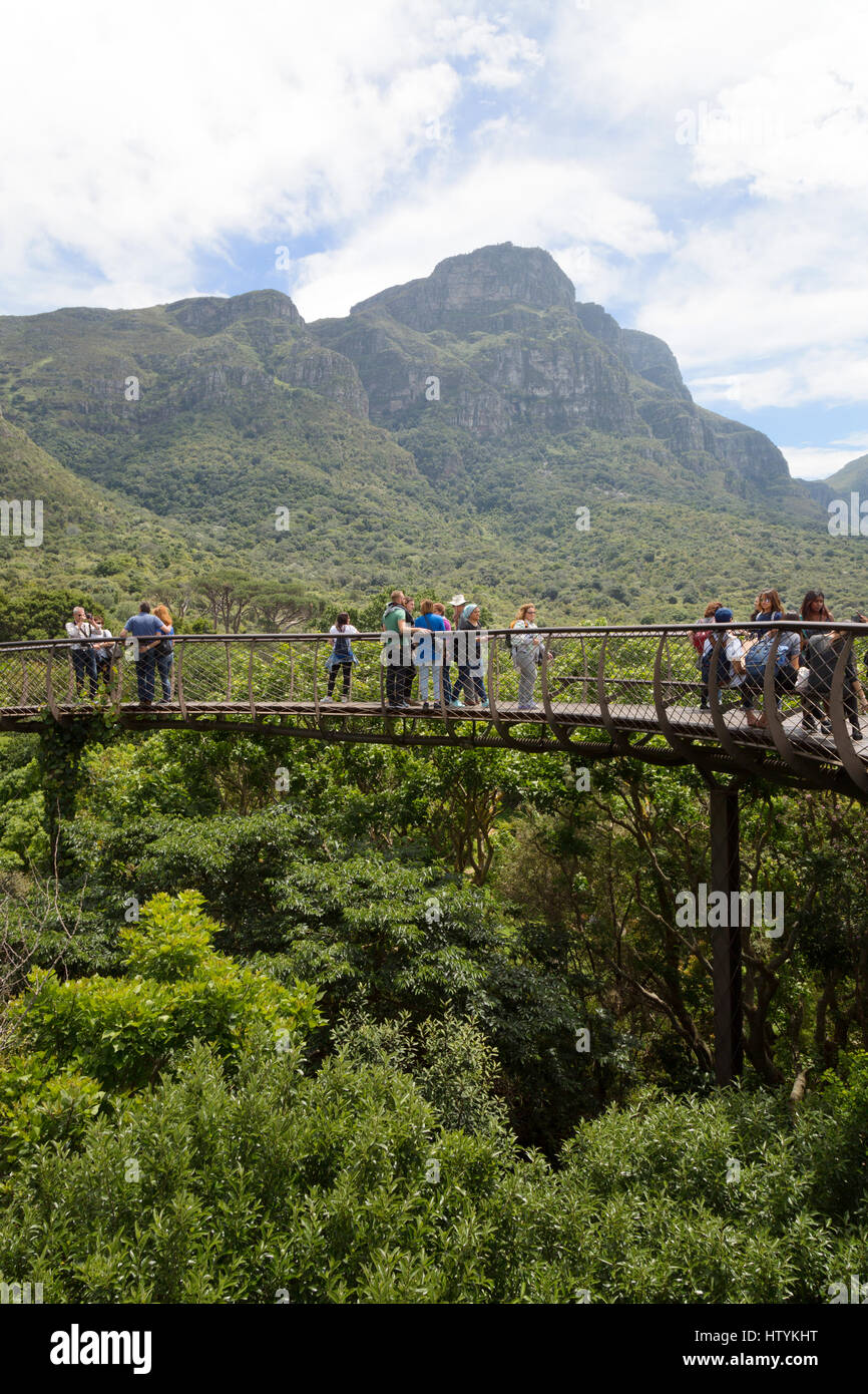 Città del Capo Sud Africa Kirstenbosch National Botanical Gardens - turisti sul pontile, Città del Capo Sud Africa Foto Stock