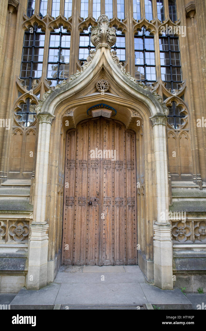 Decorazioni in legno Porte alla divinità College di Oxford Foto Stock