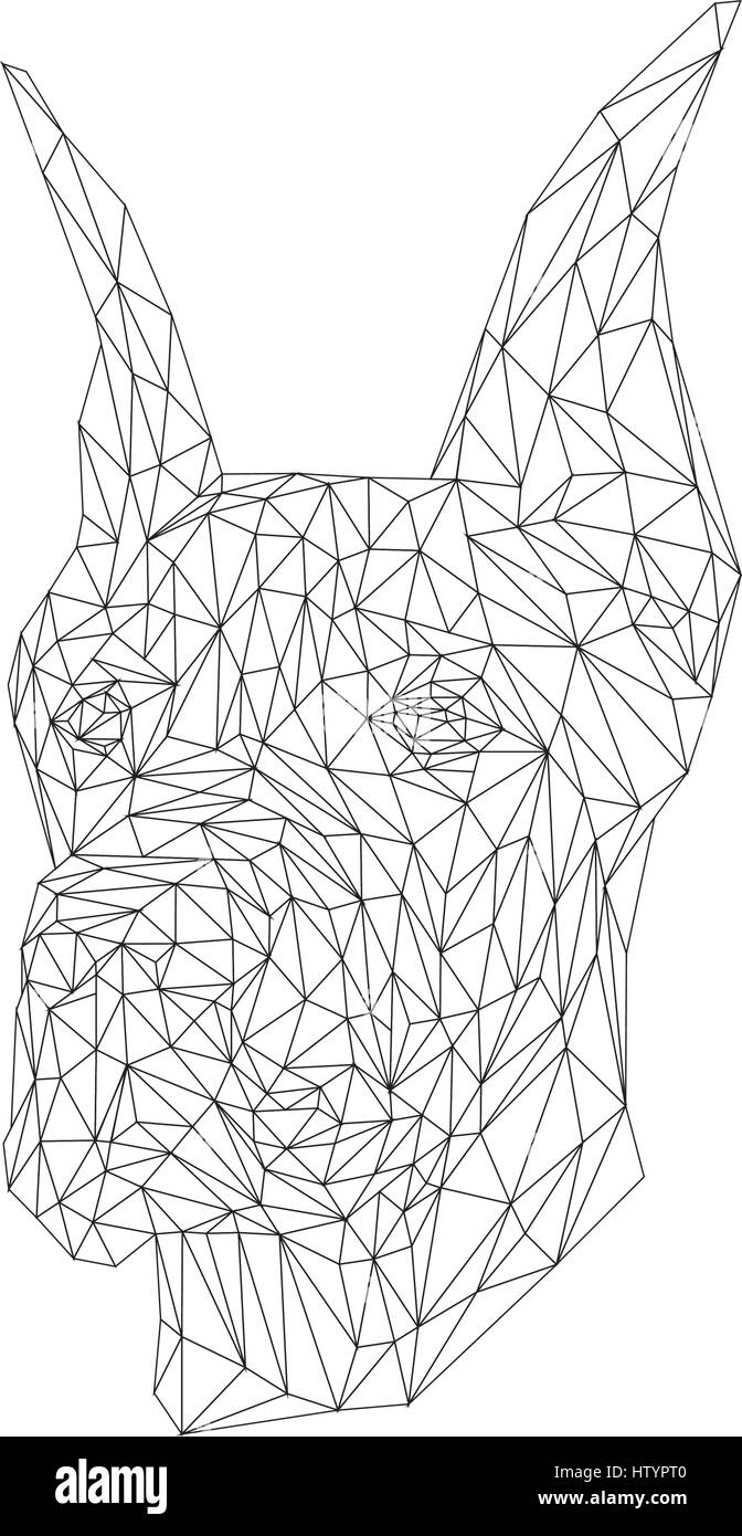 Animale Doberman bassa poli design. Triangolo illustrazione vettoriale. Illustrazione Vettoriale