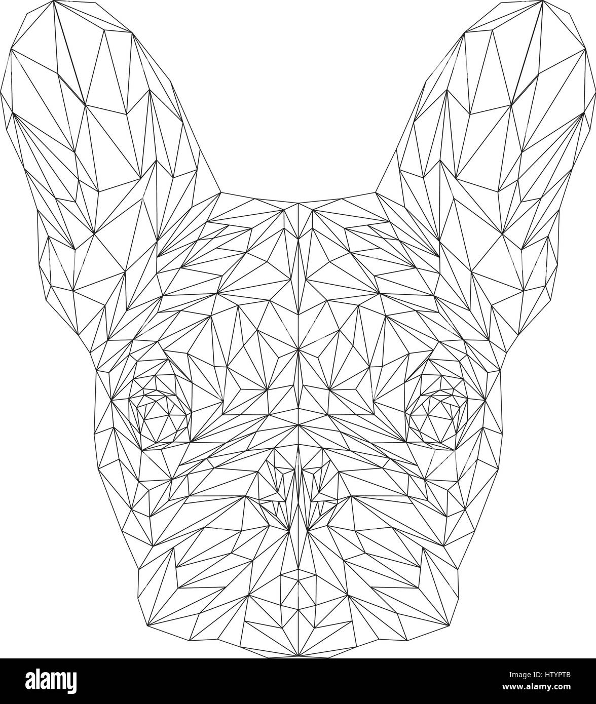 Bulldog francese bassa animale poli design. Triangolo illustrazione vettoriale. Illustrazione Vettoriale