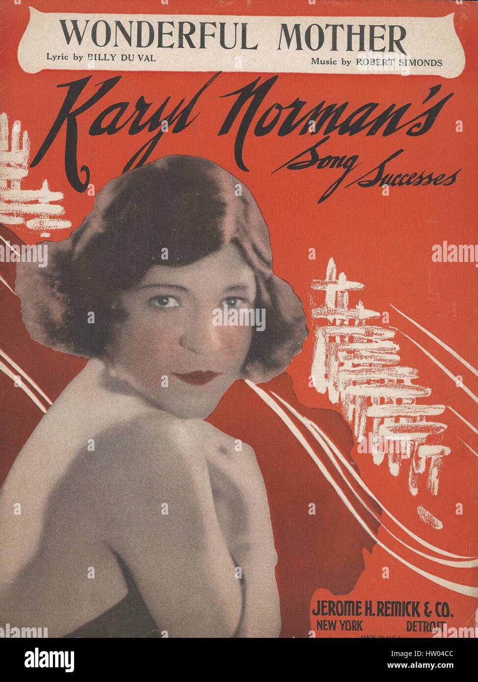 "Meraviglioso" Madre 1924 Karyl femmina normanno Impersonator del foglio di copertura di musica Foto Stock