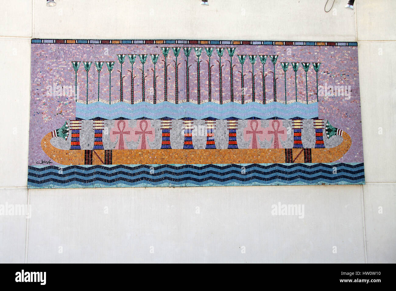 Murale presso il Museo della Mummificazione di Luxor Foto Stock