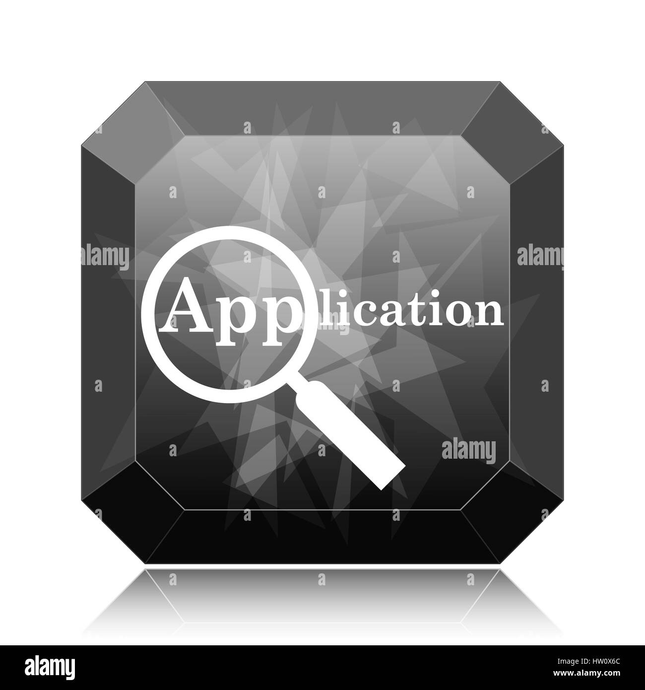Icona di applicazione, sito web nero pulsante su sfondo bianco. Foto Stock