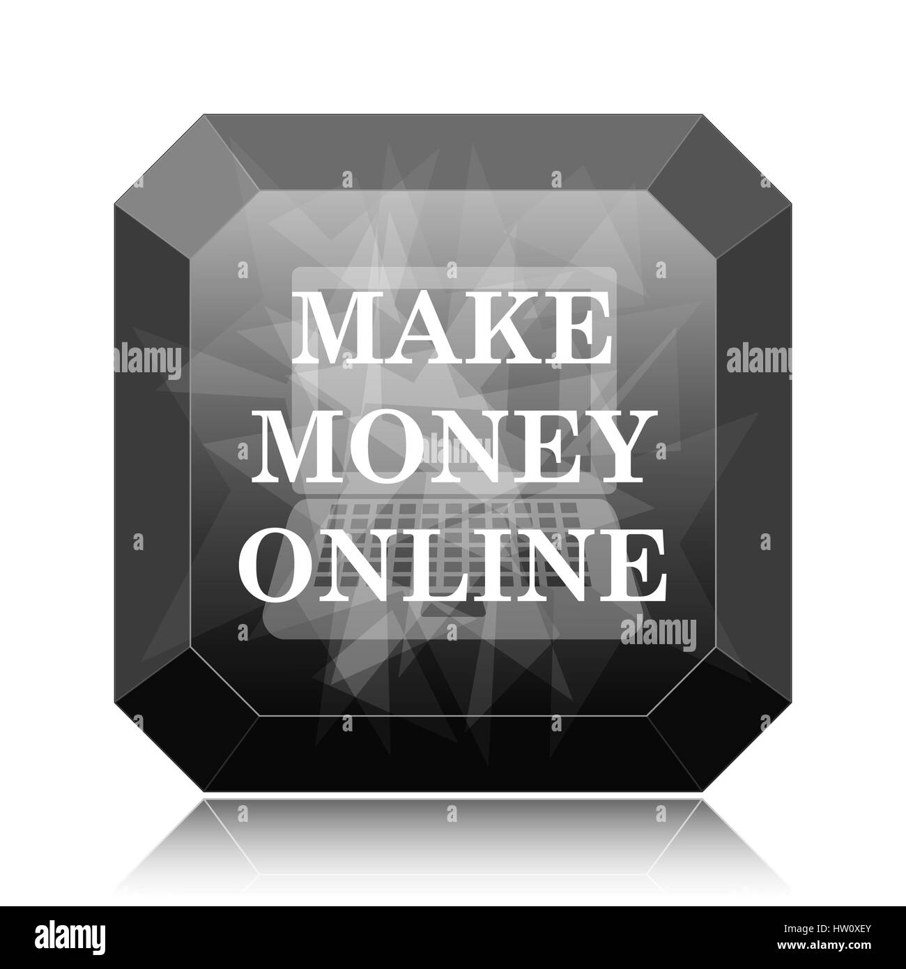 Rendere i soldi in linea icona, sito web nero pulsante su sfondo bianco. Foto Stock