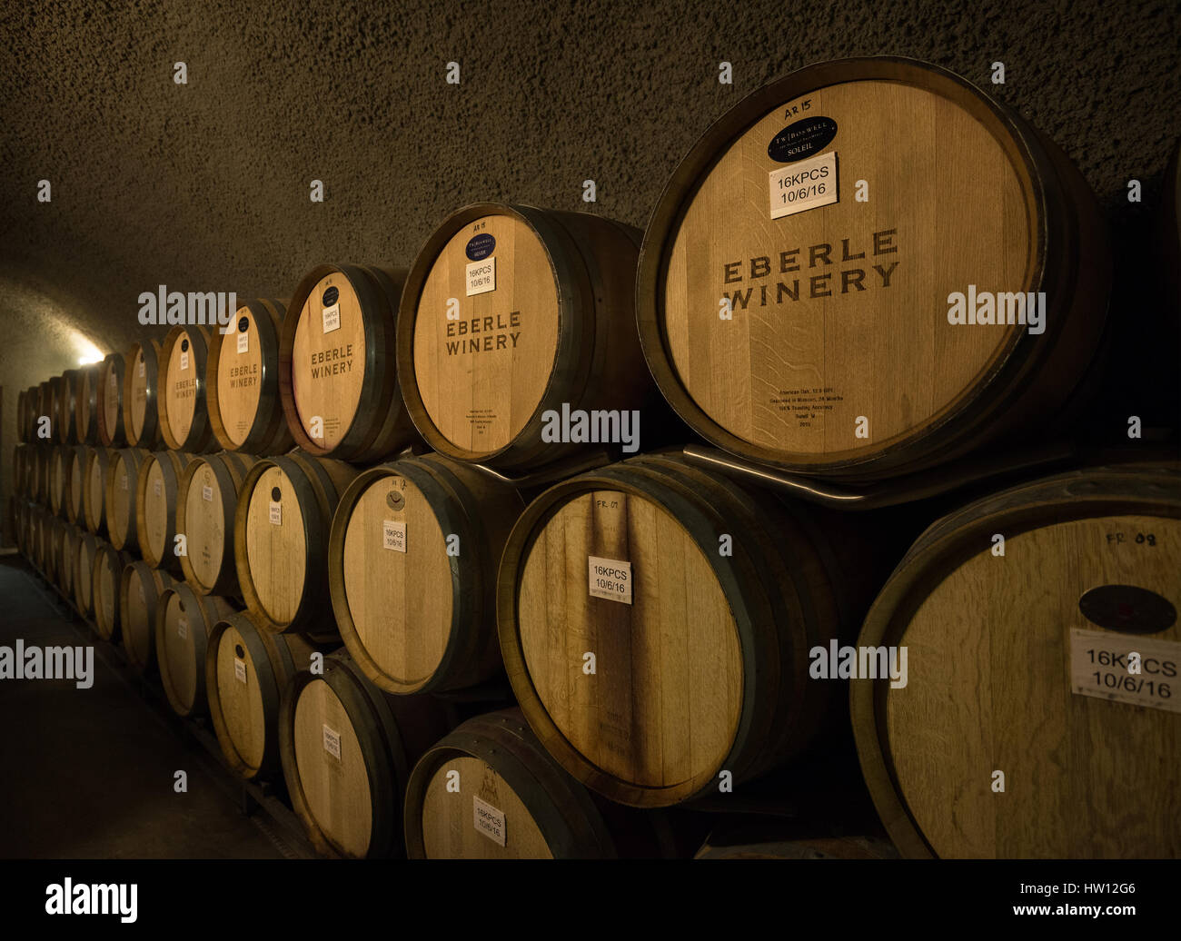 Eberle cantina si trova a Paso Robles California nota per le grotte di vino e degustazione di vino locale. Foto Stock