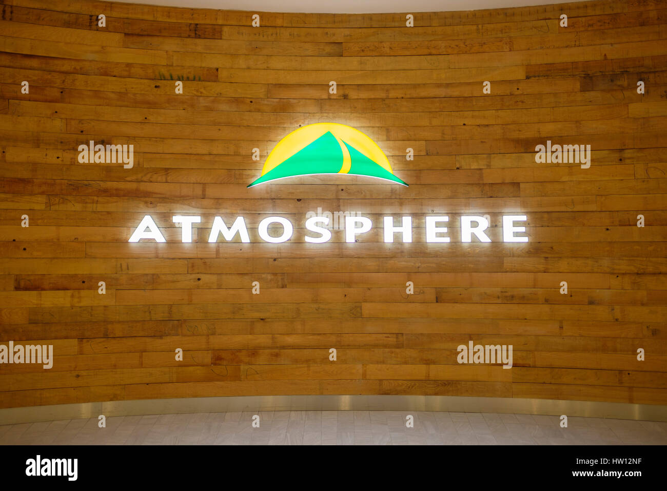 Atmosfera il logo del negozio, rivenditore canadese, Gruppo Forzani, Ontario, Canada. Foto Stock