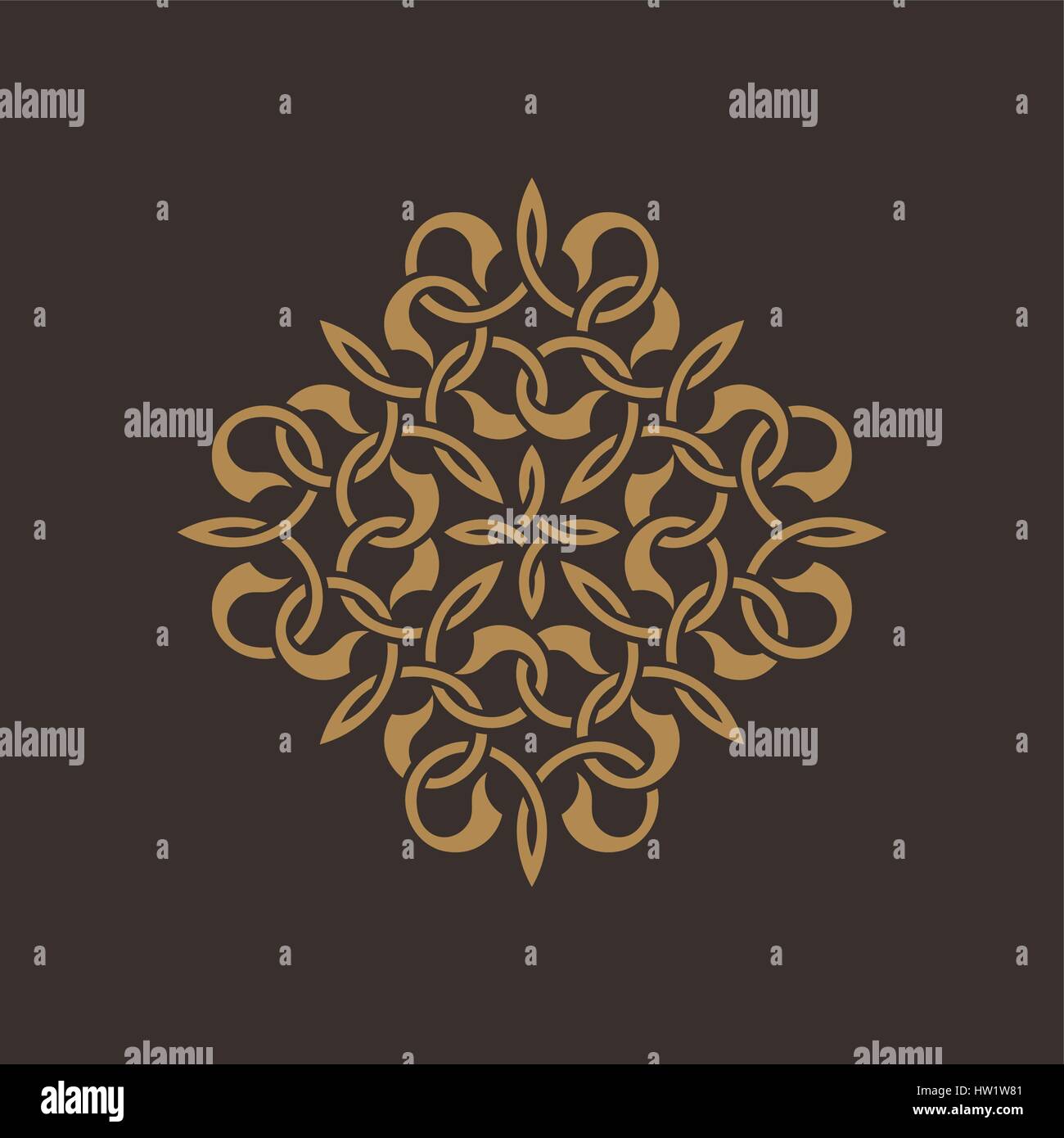 Modello circolare in stile arabo. Round ornamento orientale con interseca le linee di curvatura. Elemento vettore di graphic design Illustrazione Vettoriale