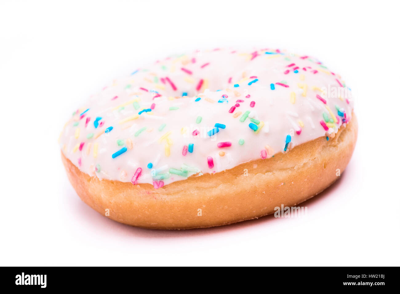 Ciambella con spruzzino isolati su sfondo bianco Foto Stock