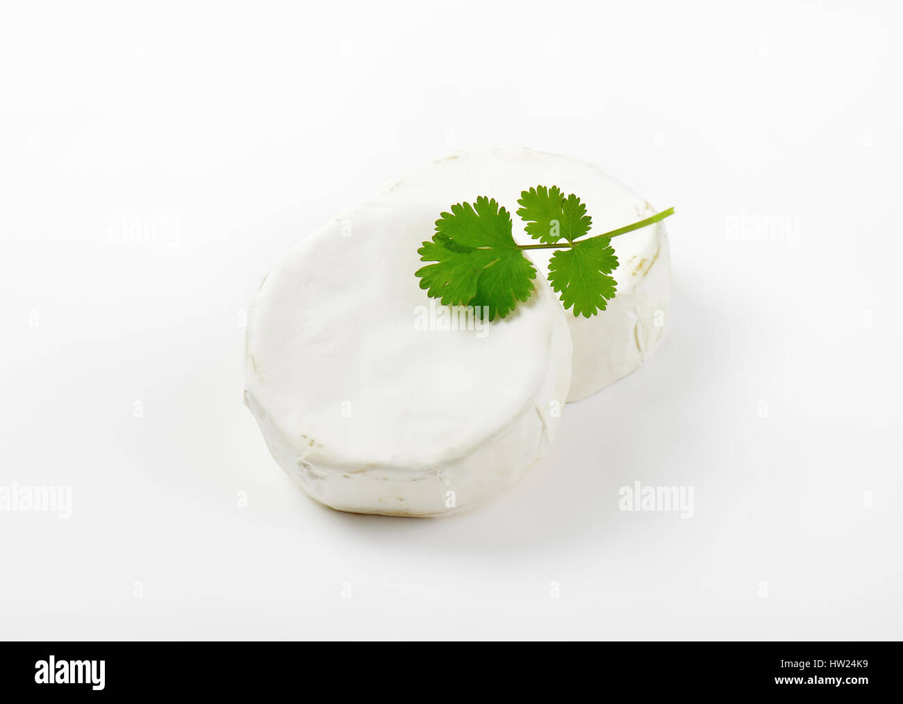 Ruote di formaggi molli stagionati Bianco con cotenna di stampo Foto Stock