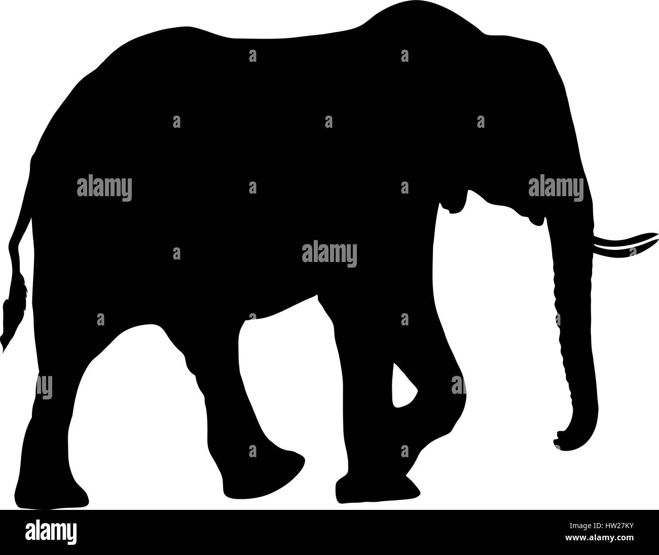 Silhouette di un elefante nel deserto Illustrazione Vettoriale