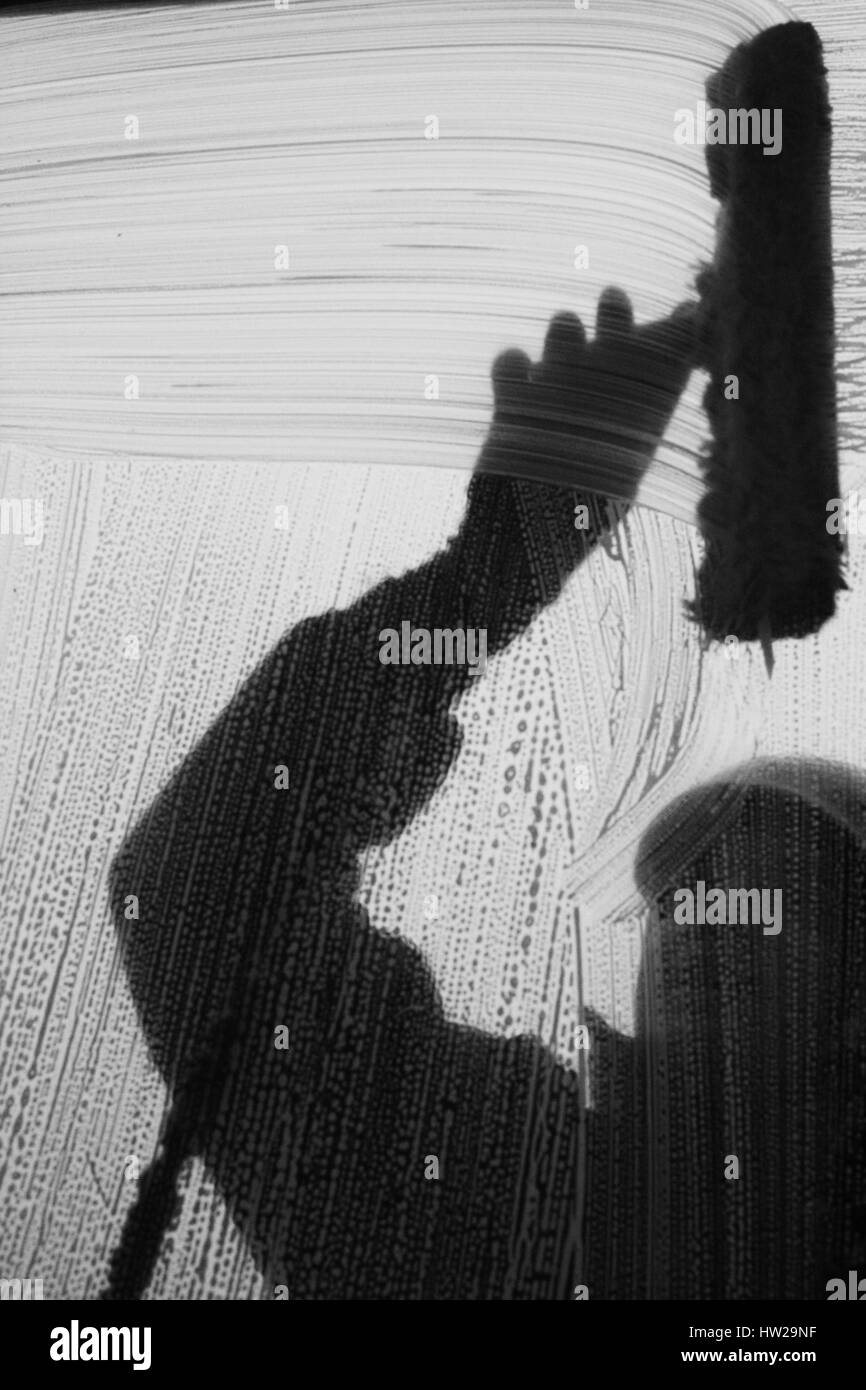 Fotografia documentaria della finestra di Cardiff Società di pulizia Foto Stock