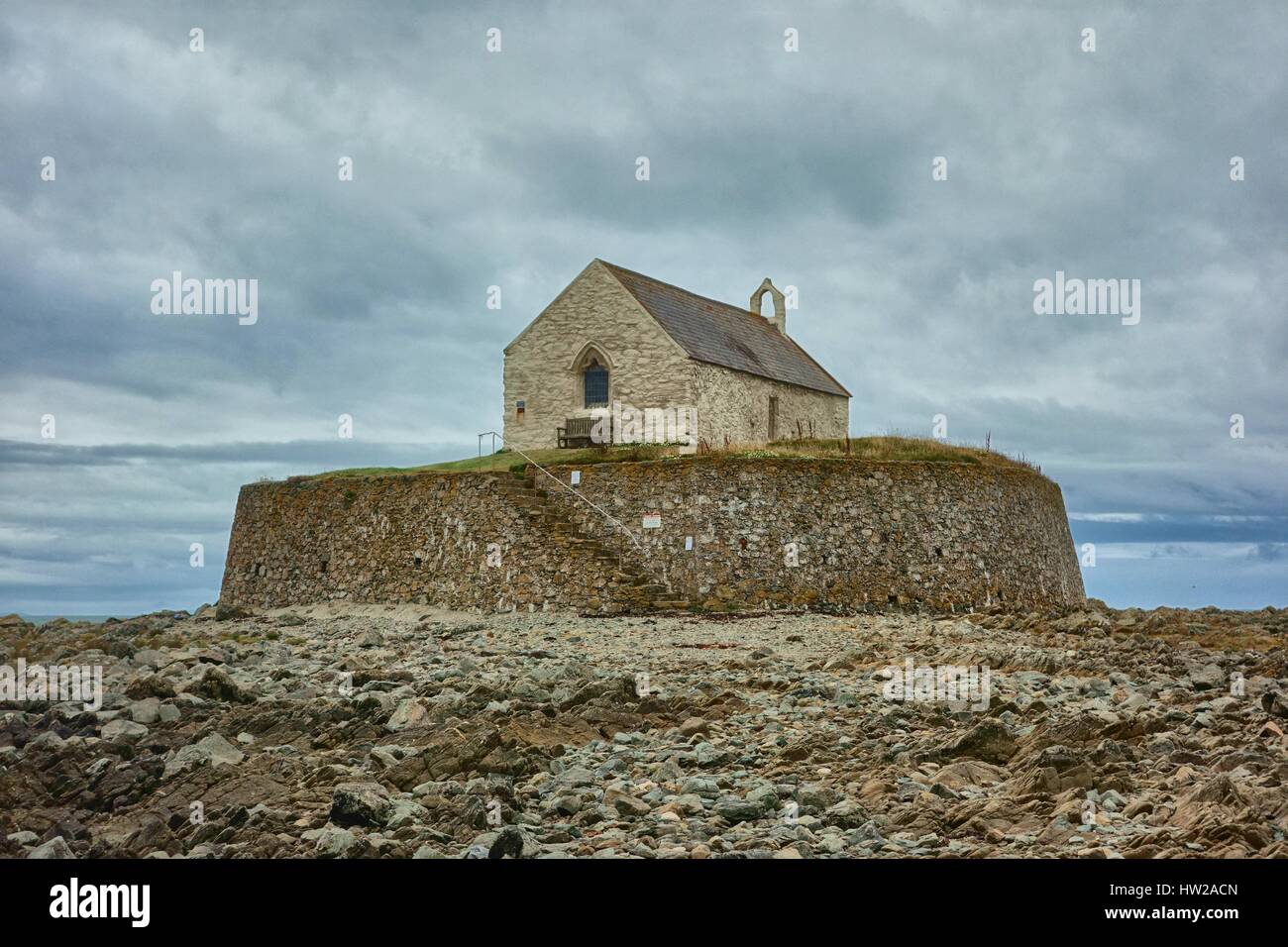 St Cwyfan la Chiesa, Anglesey, Galles. Foto Stock