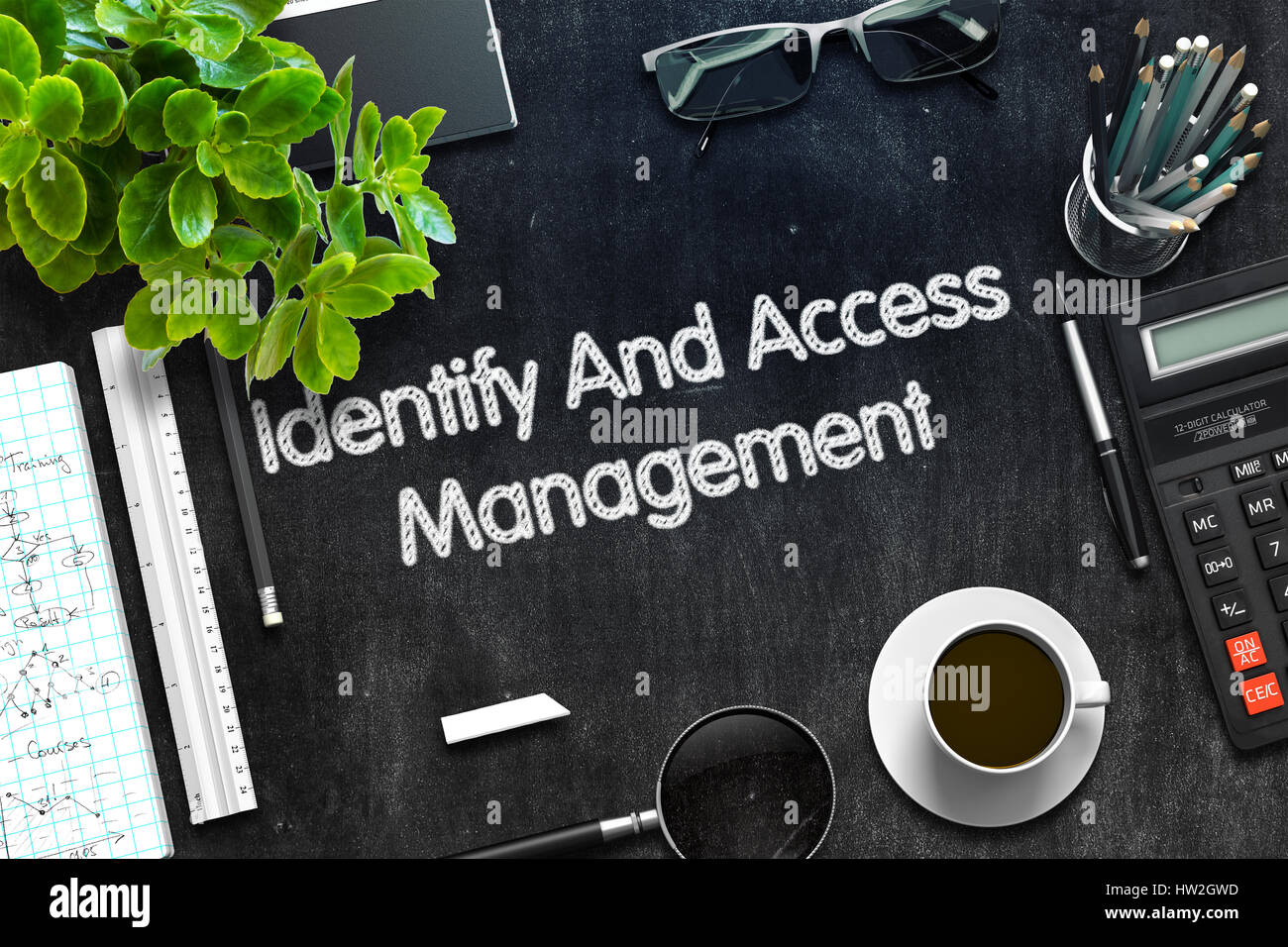 Identificare e accesso al concetto di gestione. 3D render. Foto Stock