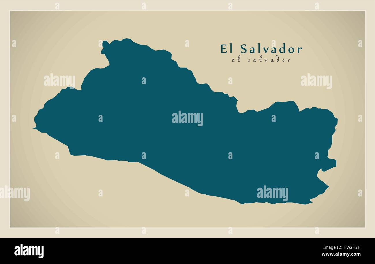 Mappa moderno - El Salvador SV illustrazione silhouette Illustrazione Vettoriale