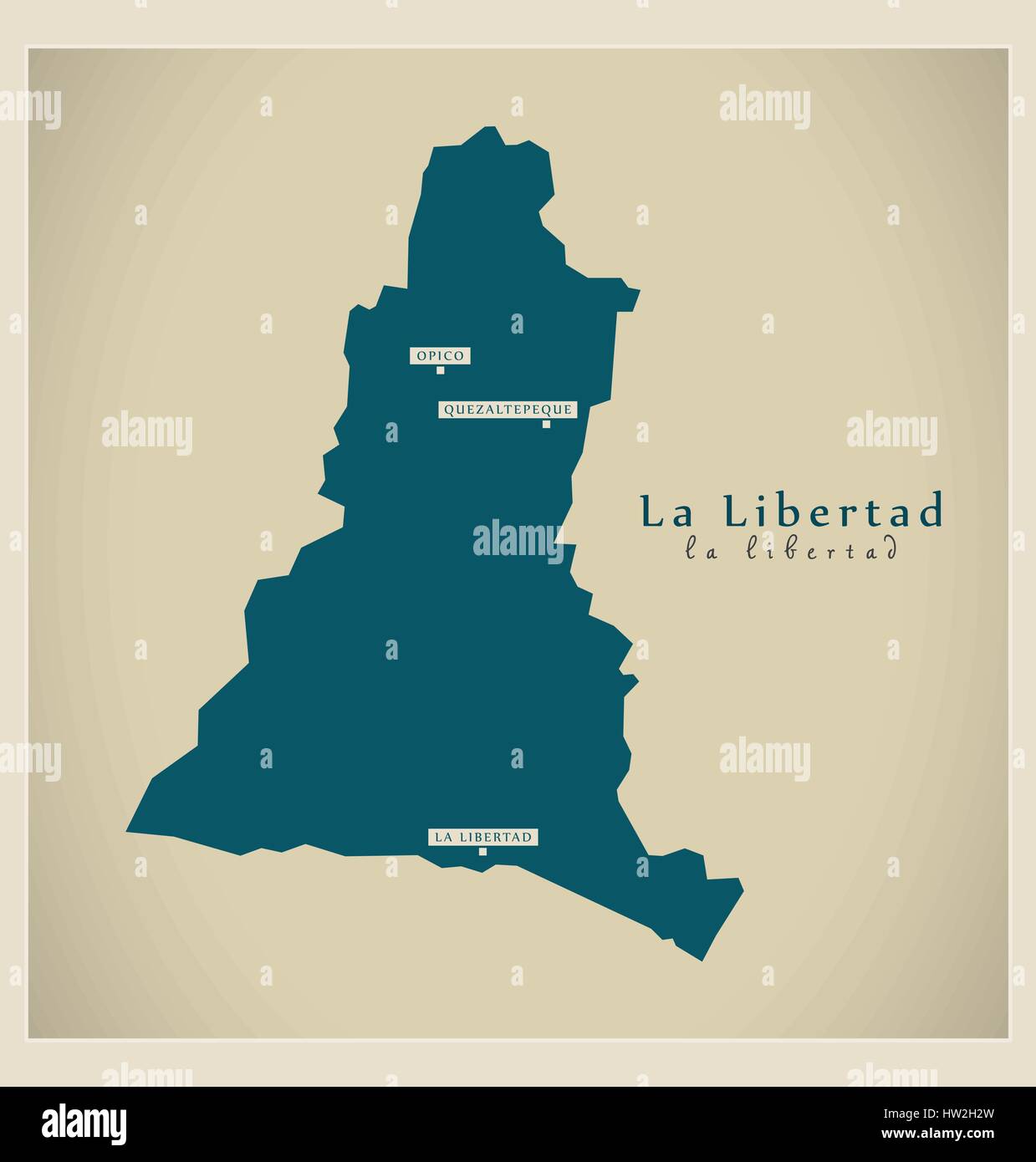 Mappa moderna - La Libertad SV illustrazione silhouette Illustrazione Vettoriale