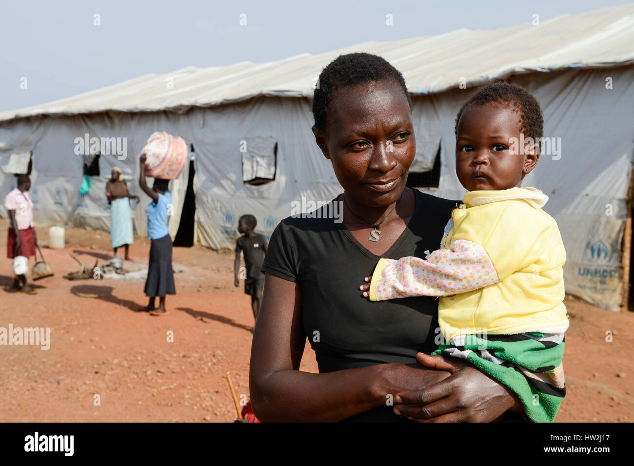 In Uganda, diocesi di Arua, Yumbe, sud profughi sudanesi in Bidi Bidi insediamento di rifugiati / suedsudanesische Fluechtlinge im Fluechtlingslager Bidi Bidi Foto Stock