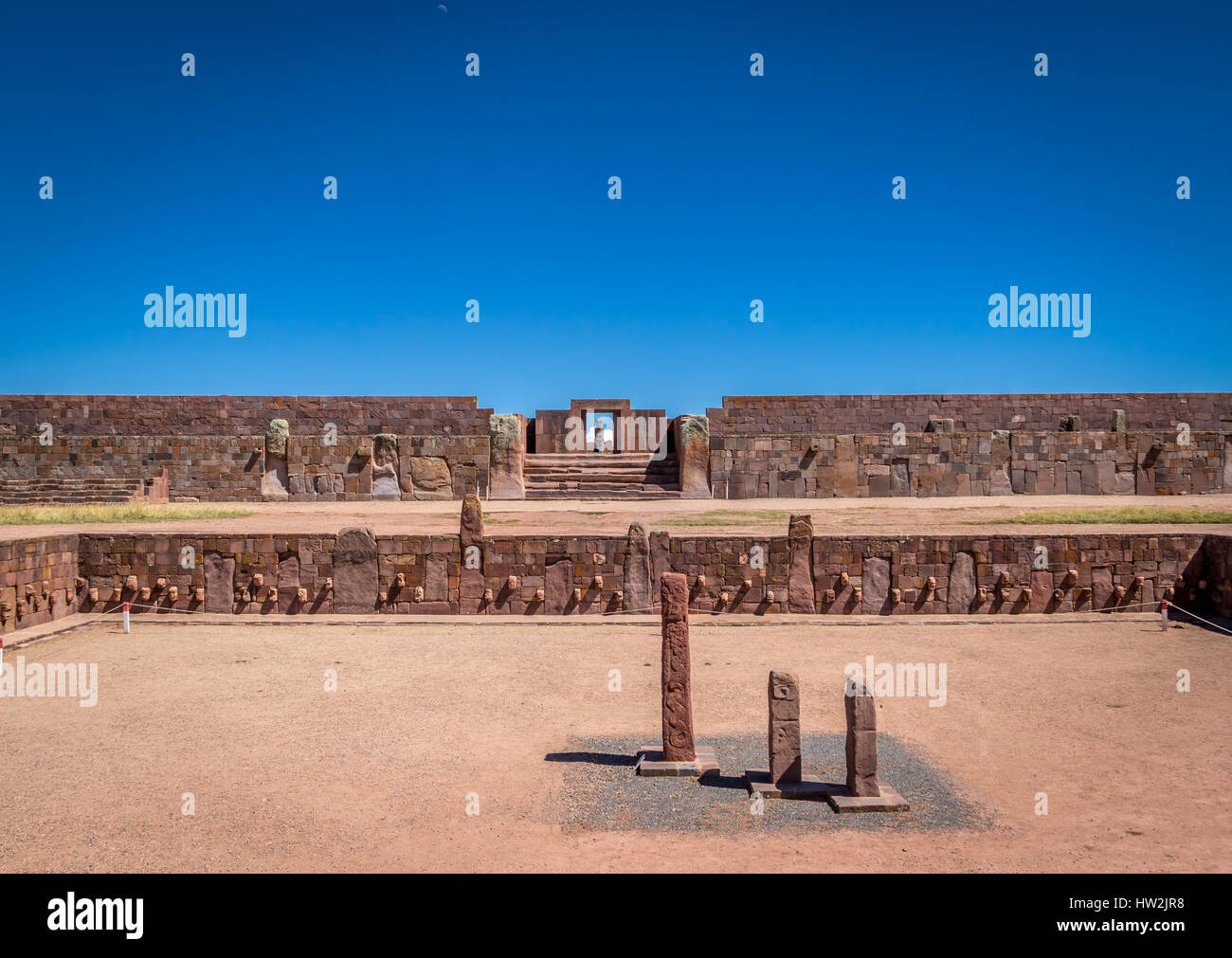 Rovine di Tiwanaku (Tiahuanaco), precolombiana sito archeologico - La Paz in Bolivia Foto Stock