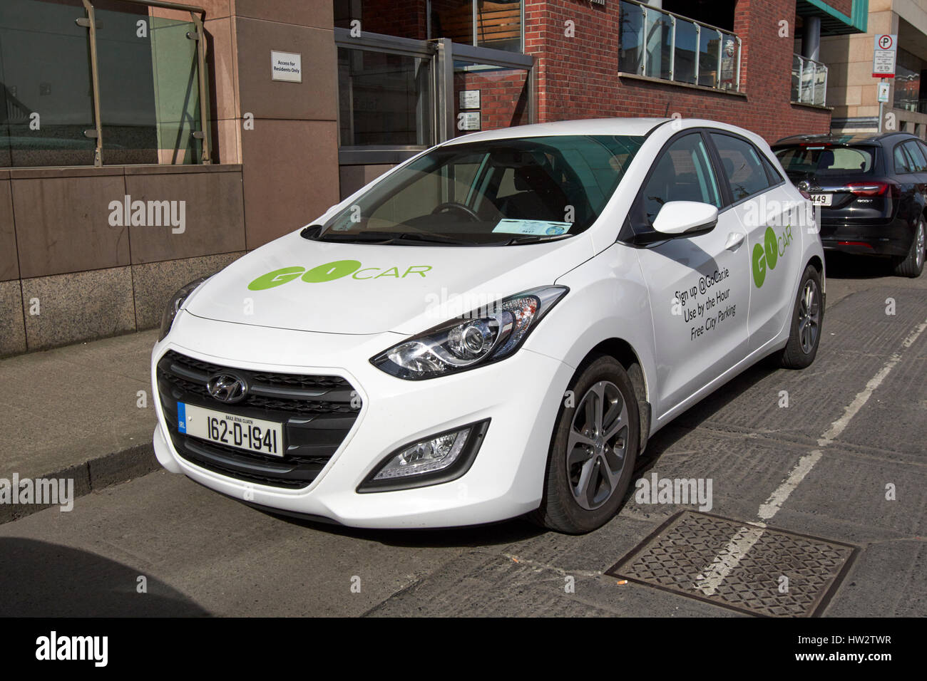 Vai irlandese auto car sharing società Hyundai Dublino Repubblica di Irlanda Foto Stock