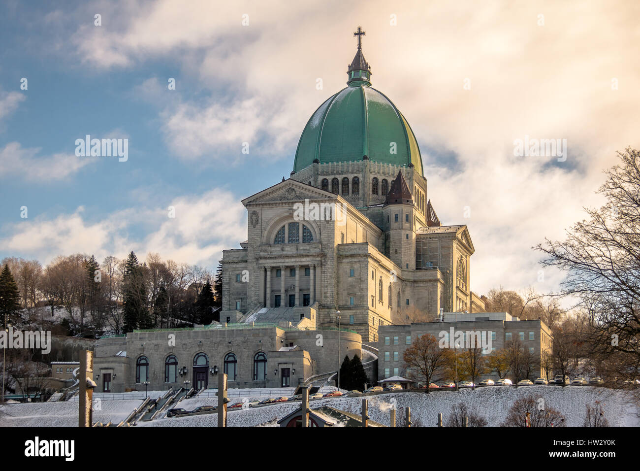 San Giuseppe oratorio con snow - Montreal, Quebec, Canada Foto Stock