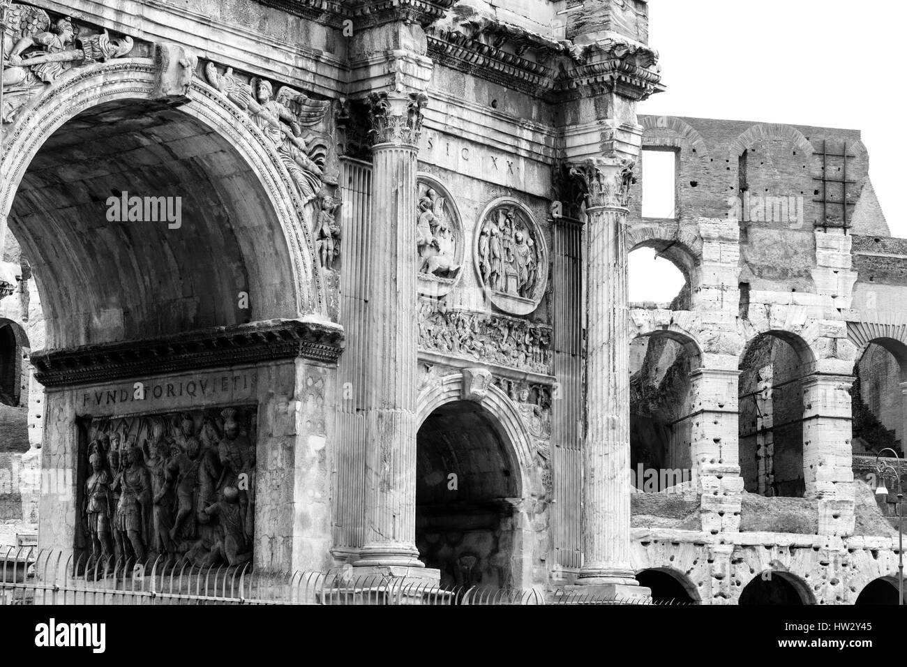 Arco di Costantino (ad 315) a Roma, Italia. Foto Stock