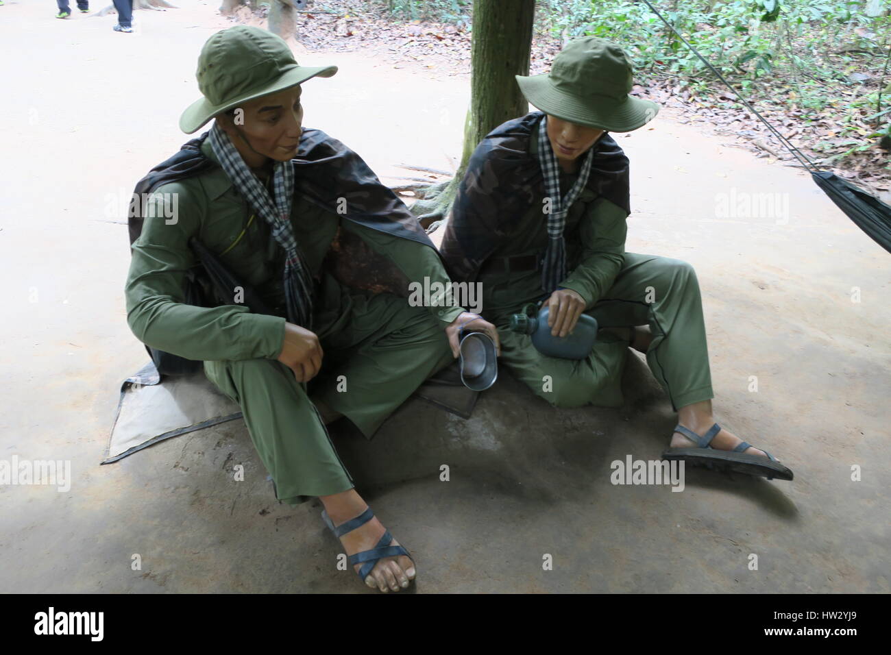 I tunnel di củ chi sono immensa rete di collegamento di gallerie sotterranee situate in củ chi distretto di Ho chi minh a Saigon, Vietnam Foto Stock