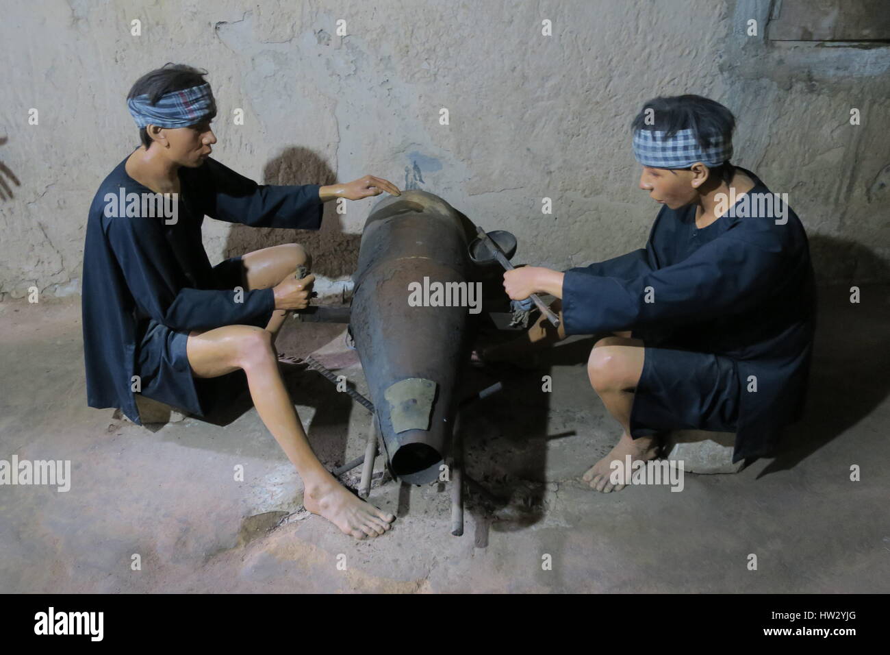 I tunnel di củ chi sono immensa rete di collegamento di gallerie sotterranee situate in củ chi distretto di Ho chi minh a Saigon, Vietnam Foto Stock