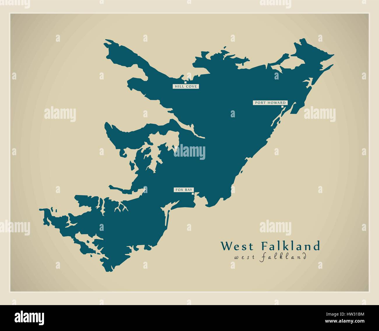Mappa moderno - West Falkland FK Illustrazione Vettoriale