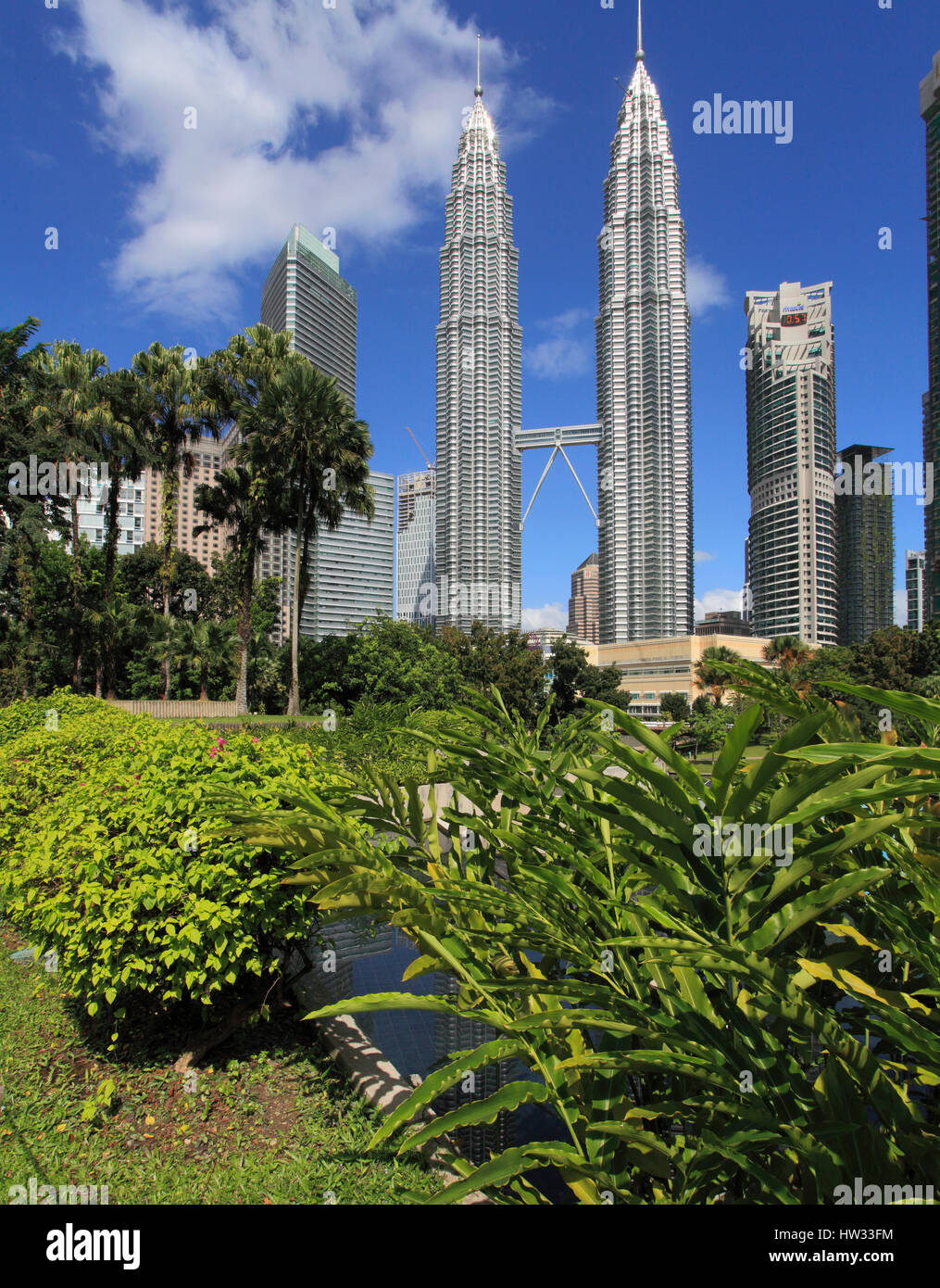 Malaysia, Kuala Lumpur, Petronas Twin Towers, KLCC Park, Foto Stock
