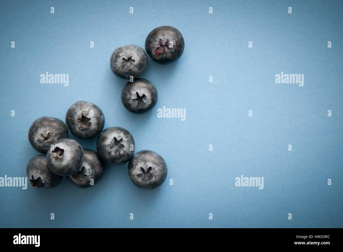 Mirtillo isolato sul blu, ricchi di sostanze antiossidanti Foto Stock