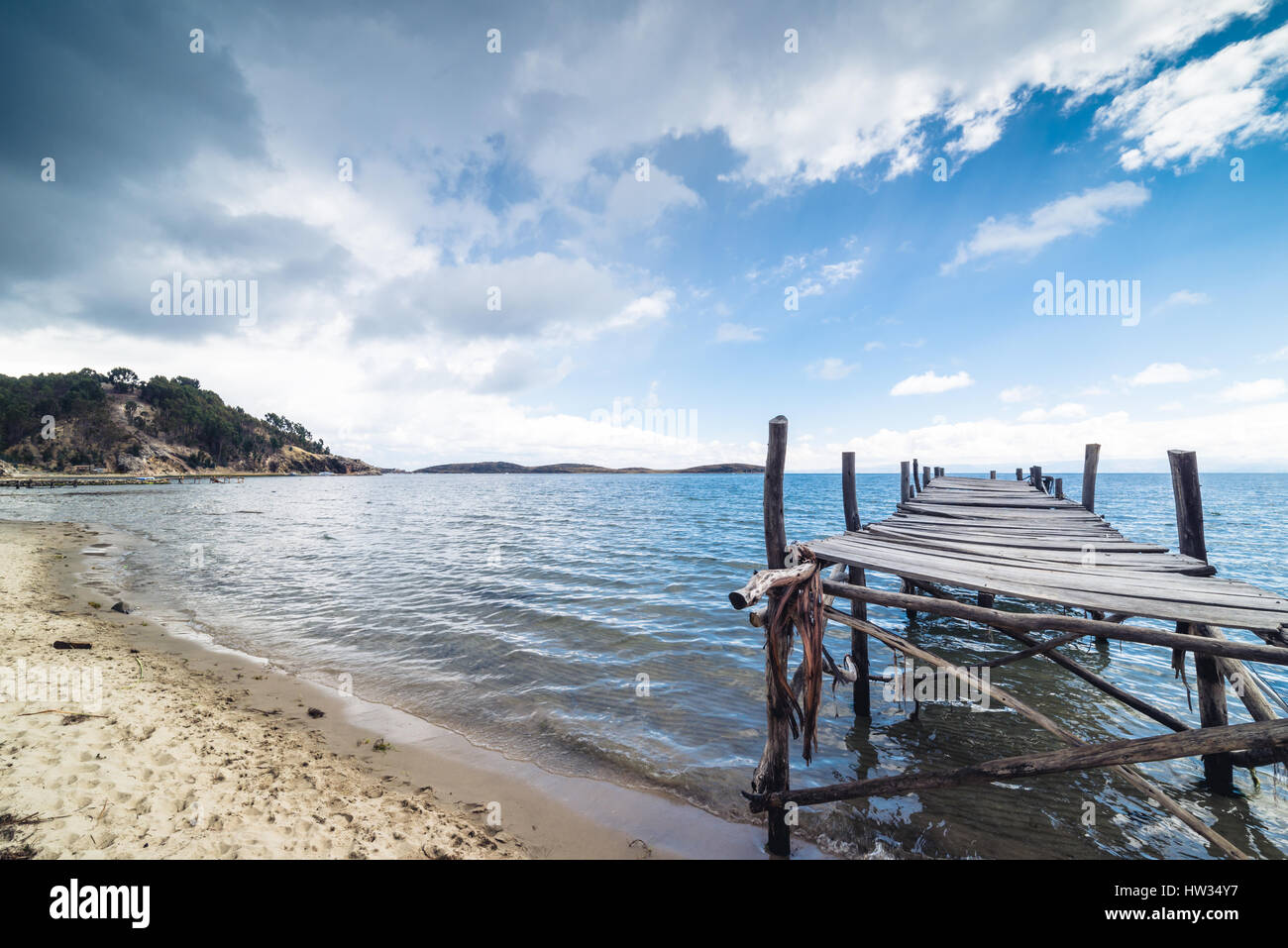 Passeggiate e trekking sul lago Titicaca attraverso comunidad Challapampa, Challa e Yumani , Isla del Sol, Bolivia Foto Stock